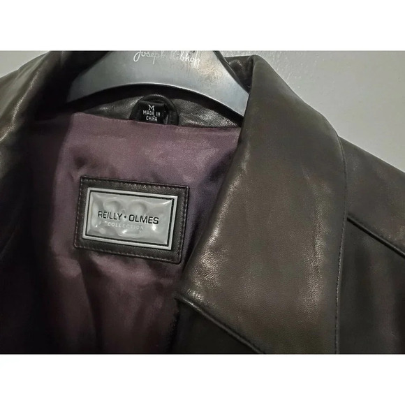 Vintage Mens Black Leather Jacket by Reilly Olmes Collection Size M As Is - Picture 9 of 12